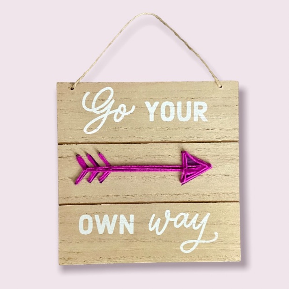 Go Your Own Way String Art Arrow Sign in Fuchsia